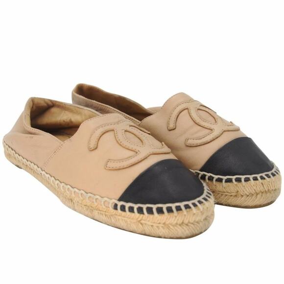 Chanel Embroidered Espadrille 37 Leather CC Cap Toe Flats CC-0803N-0006 - Picture 5 of 12